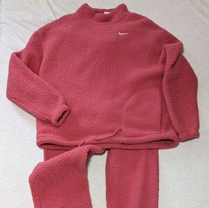 Nike Therma-FIT Sherpa Fleece Women's Pink Jogger Set XS NWT
